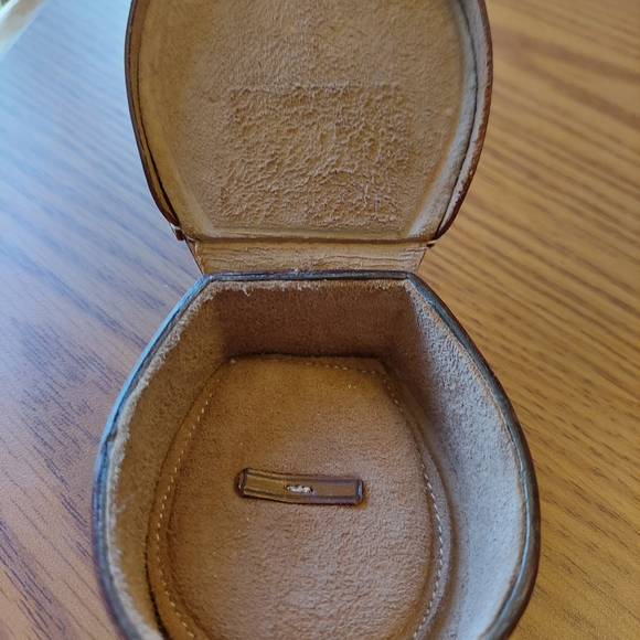 Vintage Leather Jewelry Box/ England for Cuffs,Tie Clips, Rings etc. G C. - Picture 3 of 11